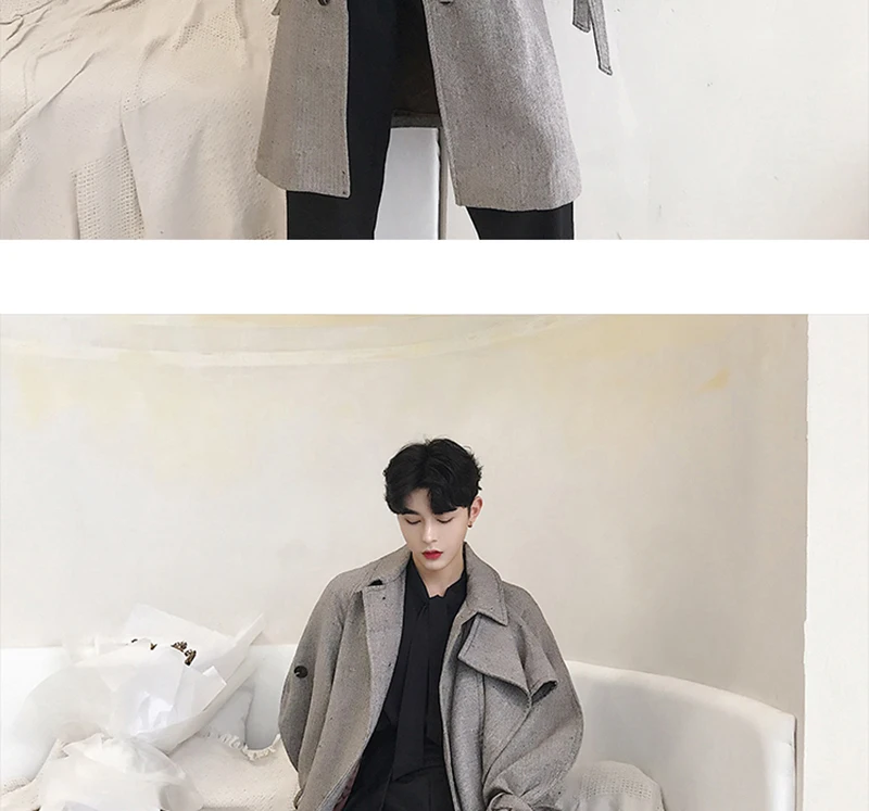  Trench Coat Men Streetwear Punk Rave Gothic Long Jacket  (25)