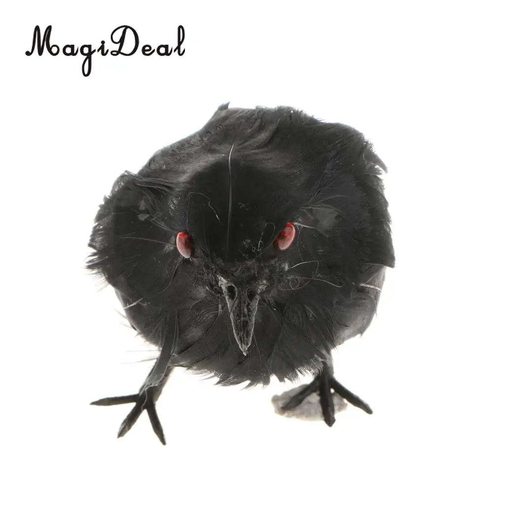 Lifelike Size Full Body Halloween Decoration Bird Fake Black Feathered Crows Ravens Indoor Outdoor Holiday Decor Ornament