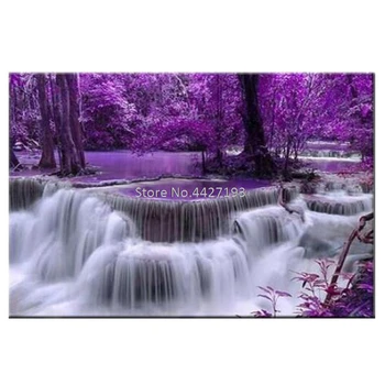 

Diamond art Purple waterfall Scenery diy Diamond Painting Cross Stitch kits 5d rhinestones Drill Full Diamond Mosaic wall Decor