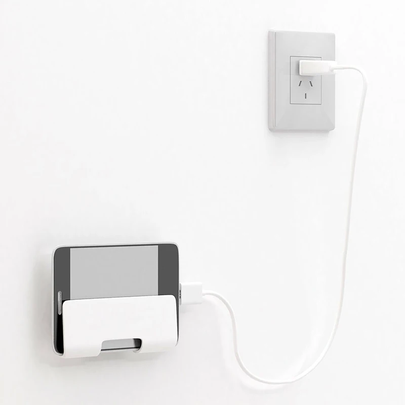 

Wall Smartphone Tablet Hanging Stand White Mobile Phone Tablet Stand Holder for iPhone Charge Holder Bracket for Shelf