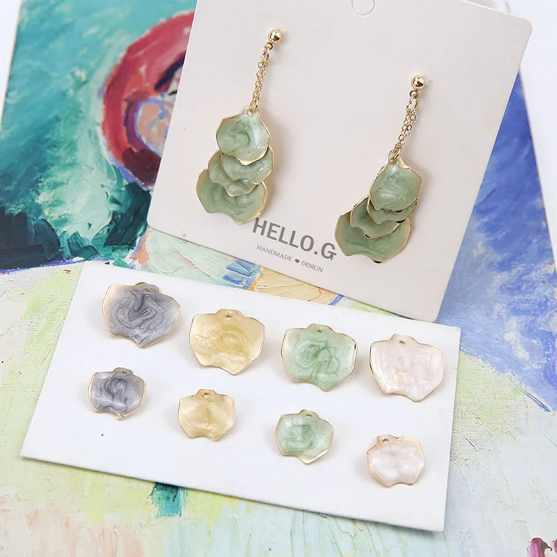 

New style 30pcs/lot alloy drop oil cartoon petal shape metal flowers charms diy jewelry earring/garment accessory