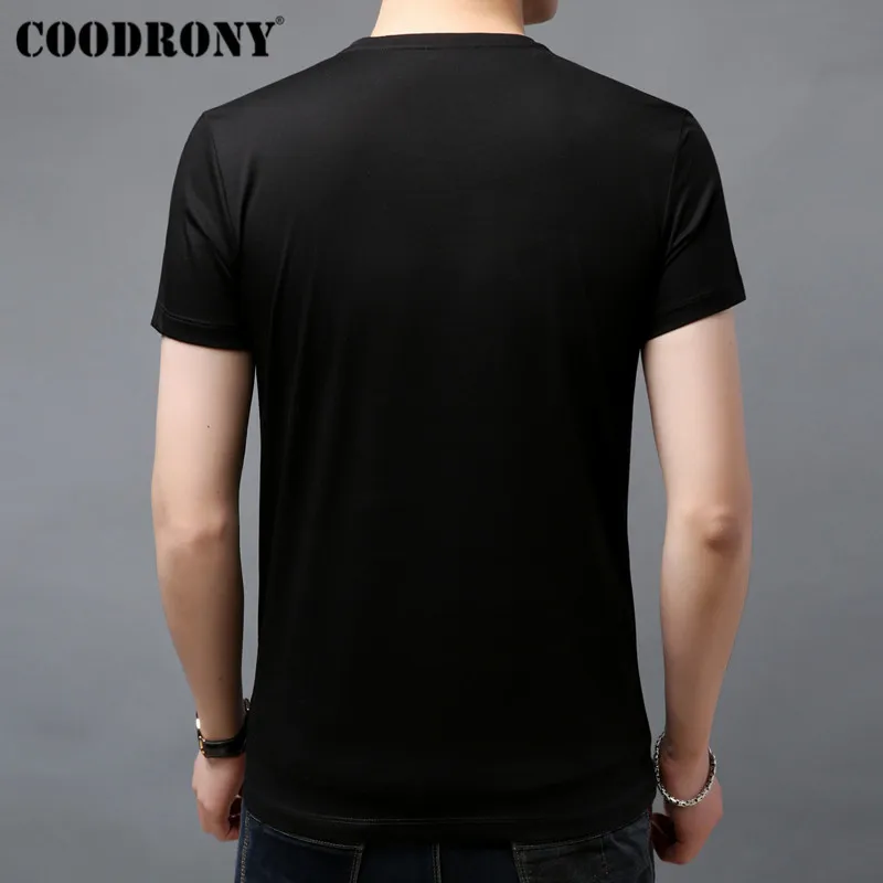 COODRONY хлопковая Футболка мужская футболка с коротким рукавом Мужская Летняя
