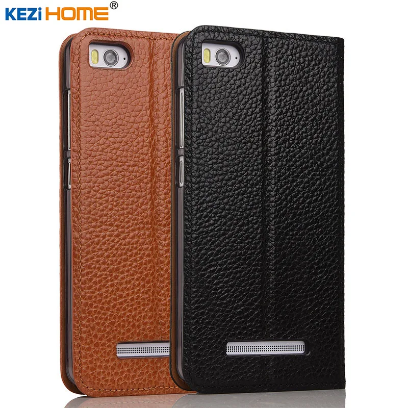 online Xiaomi caso mi4i mi4c KEZiHOME Litchi Genuine Leather Flip Suporte Capa de couro capa Para Xiaomi mi 4c 4i casos de Telefone coque