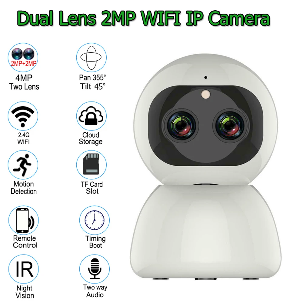 

Cloud 1080P 2MP Dual-Lens Wireless IP Camera Wifi Auto Tracking Indoor Home Security Surveillance CCTV Network Camera