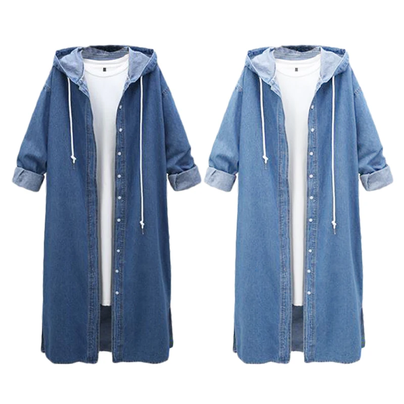Women Basic Coat Denim Jacket Women Jeans Jacket Autumn Winter Long Warm Outwear Windbreker Wide Plus Size Korean Style Hoodies (1)