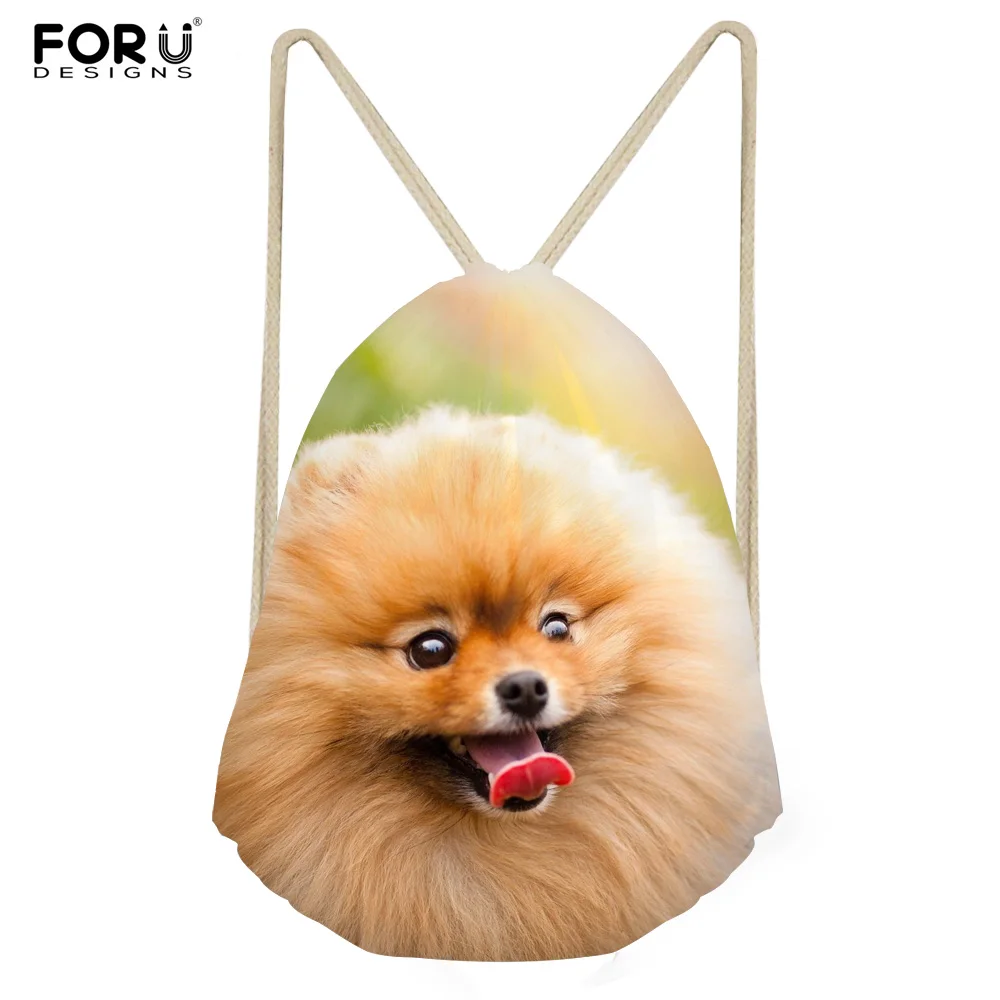 FORUDESIGNS/школьников мешок Drawstring сумки для девочек Дети рюкзак сумка Повседневное брендовая Милая 3D Померании принтом детские сумки