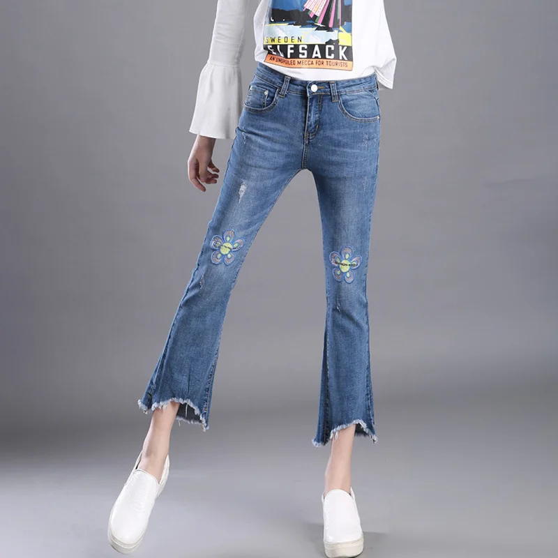 All Sizes XXS 7XL Women jeans With Embroidery 2017 American Apparel Mom Jeans Feminino