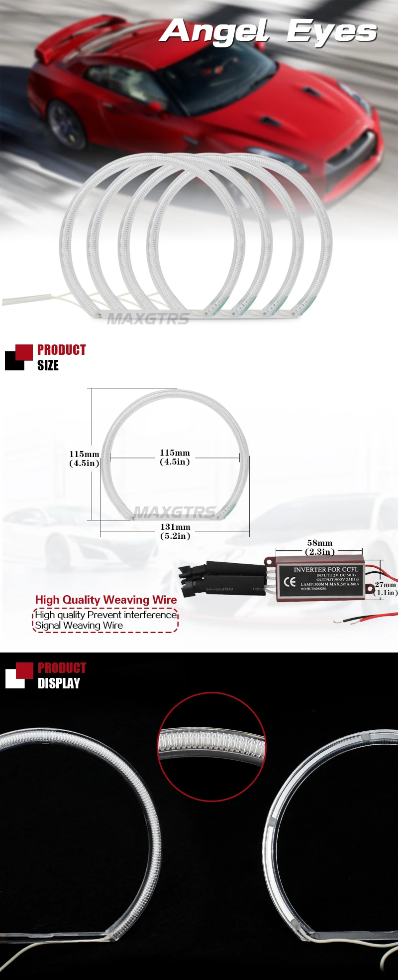 4x131 мм angel eyes CCFL кольцо светодиодный DRL фара для BMW E36 E38 E39 E46 3 5 7 серии Sedan/touring с проекторами фары