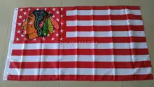 NHL blackhawk with Stripes And Stars Flag 150X90CM NHL 3X5 FT Banner 100D Polyester flag grommets 009, free shipping