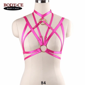 

2018 Womens Sexy Harness Belt Rose Red Elastic Strappy Tops Bondage Lingerie Body Cage Bra Fetish Alluring Exotic Appare Wear
