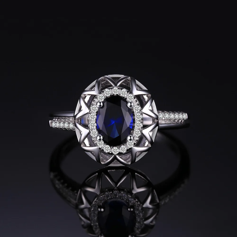 JewelryPalace Unique Fine 1.2 ct Created Blue Sapphire Ring 925 Sterling Silver Fashion Women Jewelry 2018 Brand Rings For Women