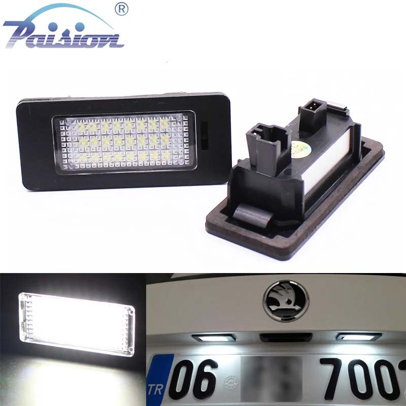 

2pcs LED Number License Plate Light Lamp Canbus No Error For Skoda Superb B6 Octavia3 Fabia MK3 Yeti Rapid