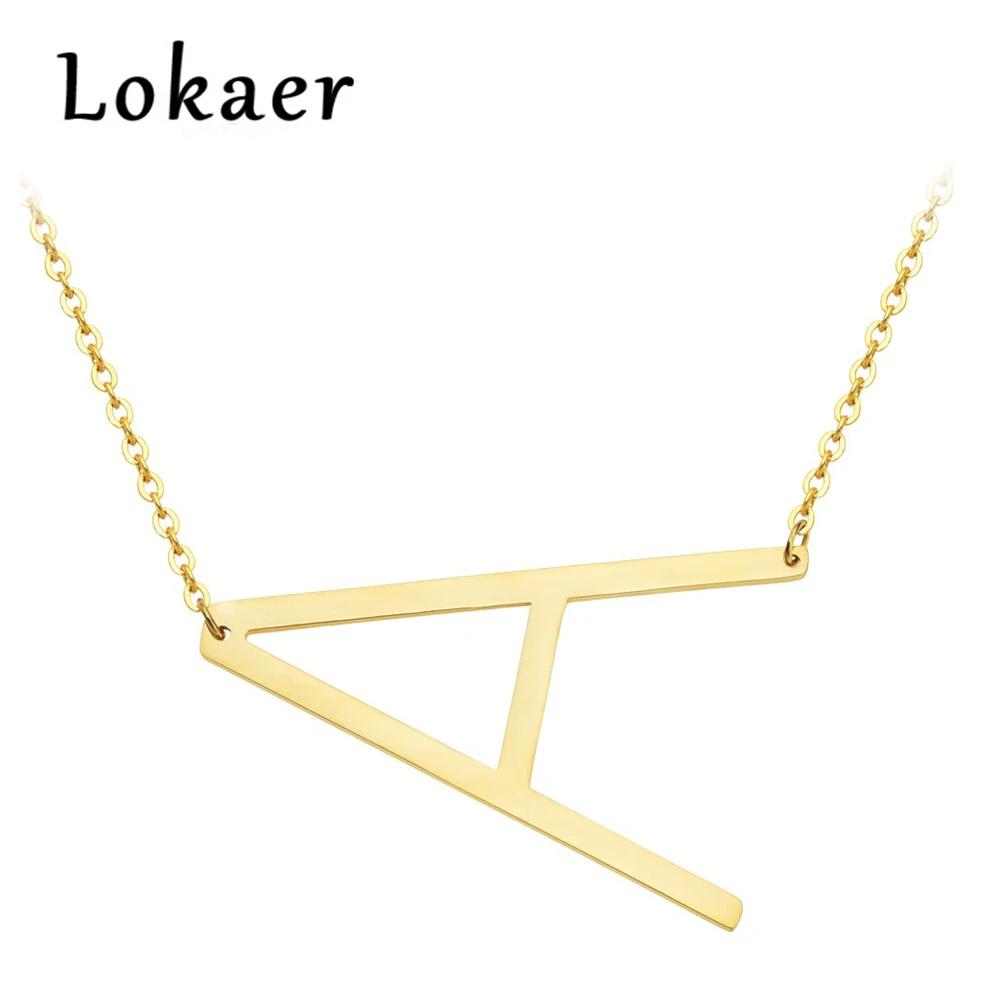 

Lokaer Letter Pendants 26 alphabet Initial Necklace Gold color Stainless Steel Choker Necklace Women Jewelry can dropshiping