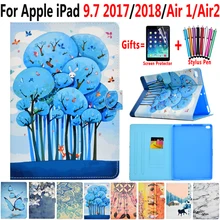 Модный чехол для Apple iPad 9,7 iPad Air 1 2 iPad 5 6 5th 6th поколения окрашенный кожаный Смарт-Флип Мягкий силиконовый чехол