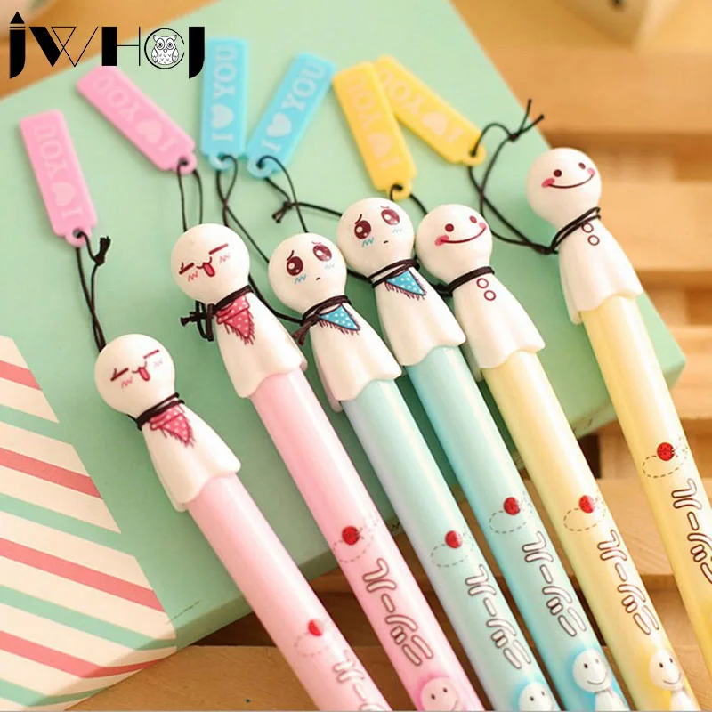6 pcs/lot cute face gel pen cute pens material escolar kawaii