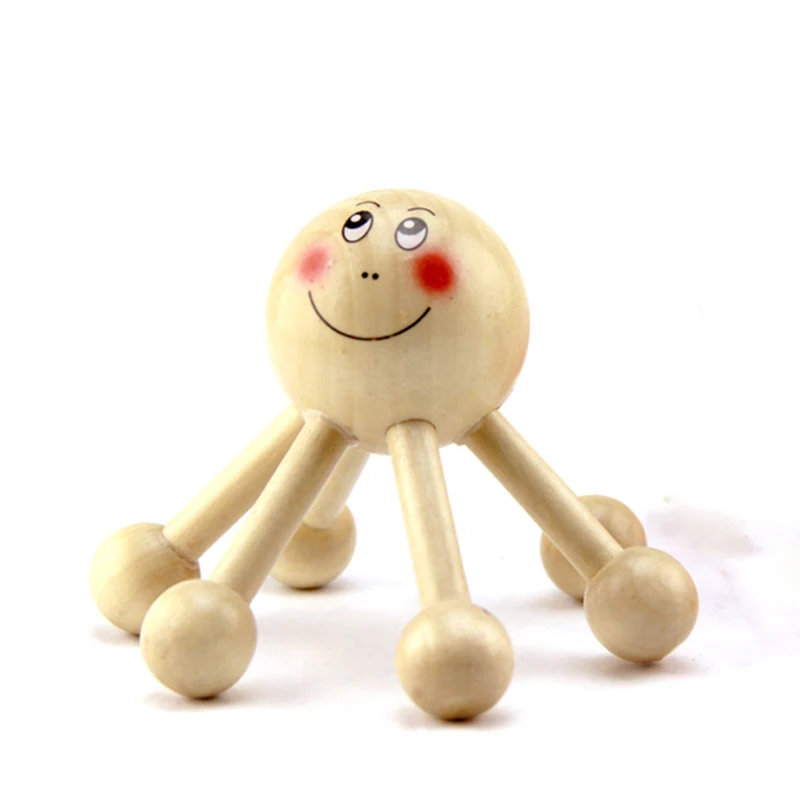 5pcs/lot Healthsweet 6-bead Natural Wooden Head Roller Massage Stick Body Back Leg Muscle Trigger Point Reflexology Drop Ship |