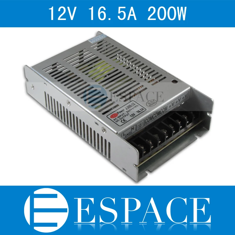 

100piece/lot New model 12V 16.5A 200W Switching Power Supply Driver for LED Strip AC 100-240V Input to DC 12V free fedex