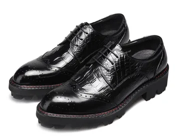 

balck men new fashion leather shoes male bottom thick New Design Genuine Leather Men Dress Shoes Slip On Wedding Party shoes