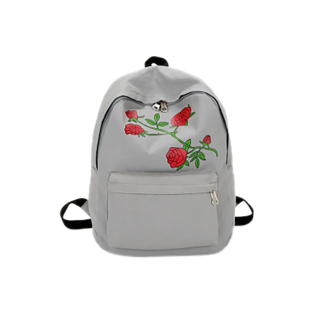 Женский рюкзак женский школьный рюкзак для девочек вышитая розовая школьная сумка рюкзак для путешествий сумка на плечо дропшиппинг - Цвет: Gray