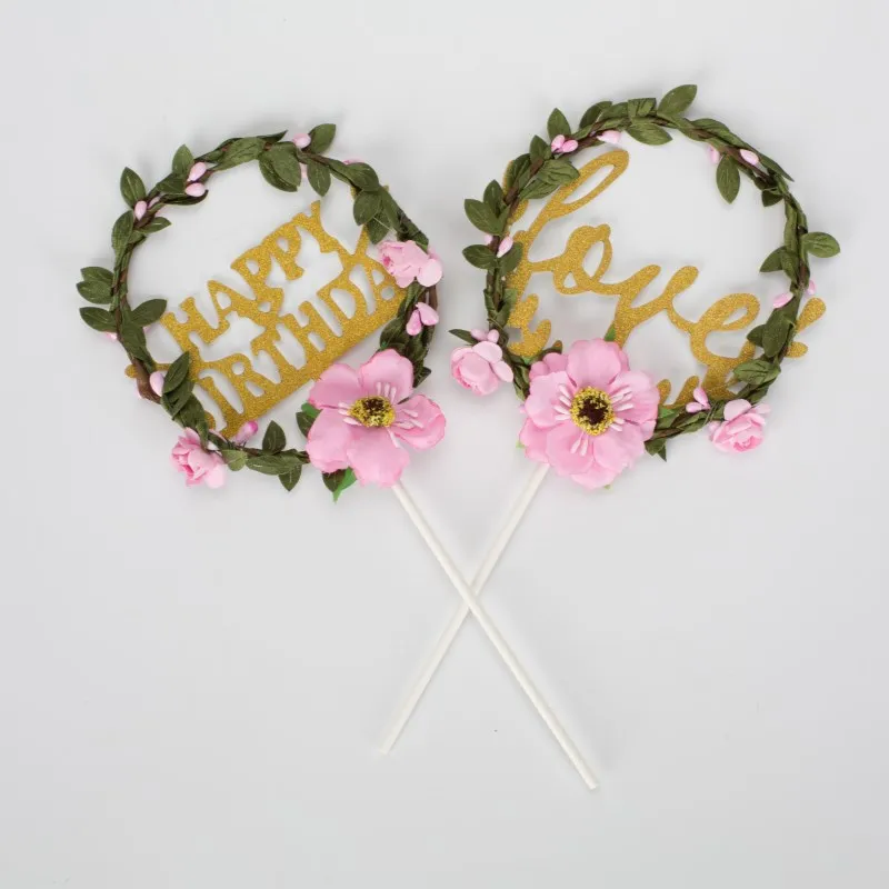 

1PC/Pack Wedding Birthday Artificial Leaves Cake Decoration Plugin Fondant Dessert Table Sugar Paste Cake Topper Insert Card