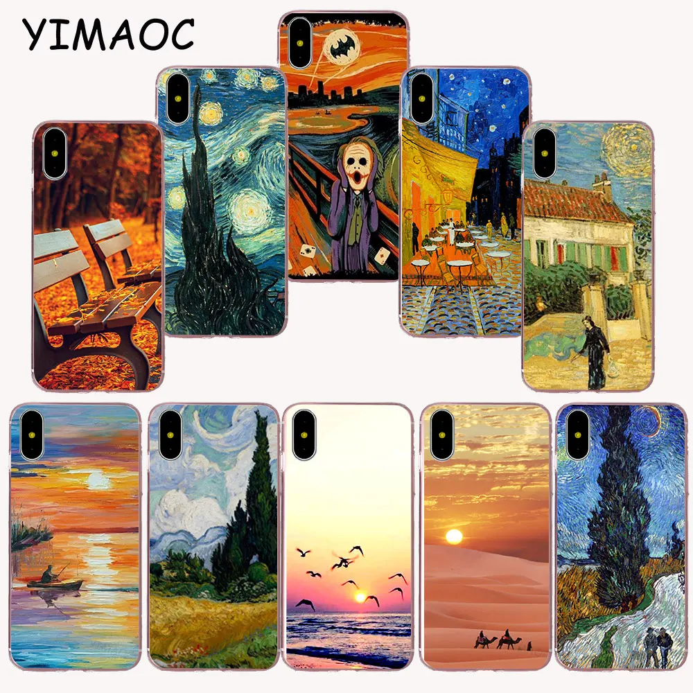 

YIMAOC 284z Van Gogh Colourful Starry Night Soft TPU Silicone Case for iPhone X r s Xr Xs Max 8 7 6S 6 Plus 5 5s SE