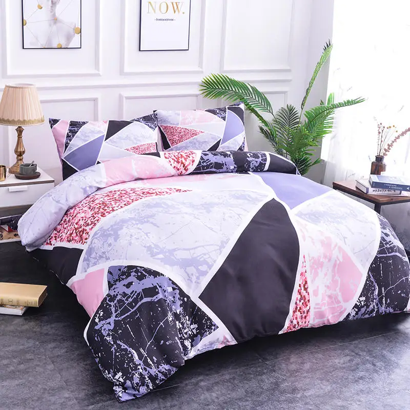ZEIMON Marble Bedding Set King Size Luxury Geometric Print Colorful