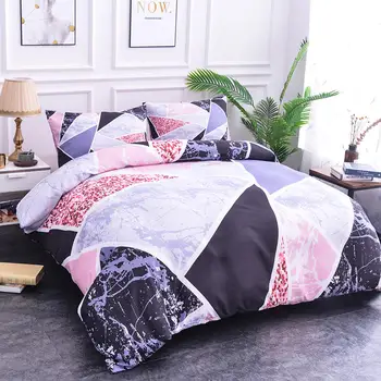 

ZEIMON Marble Bedding Set King Size Luxury Geometric Print Colorful Bedclothes 3D Duvet Cover Pillowcase Soft Home Textiles