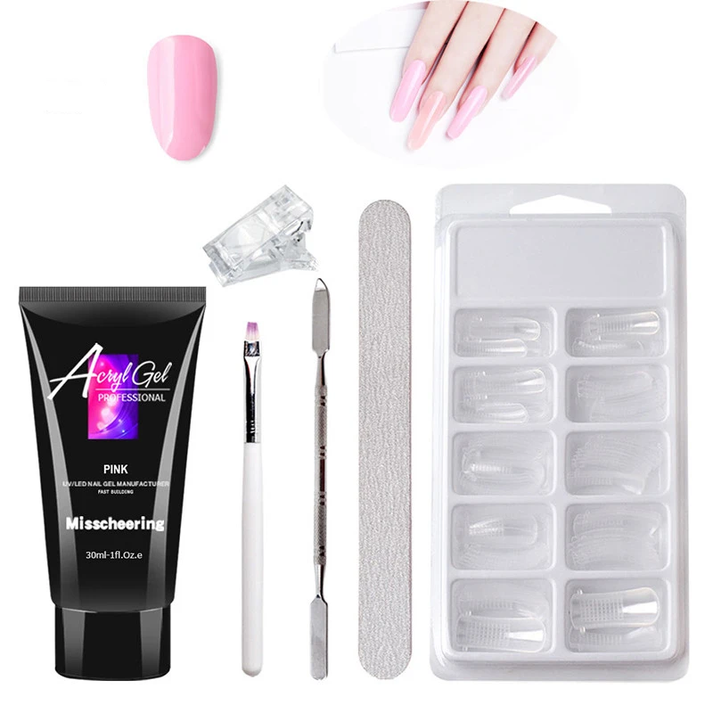 

6pcs/set Poly Builder UV Gel Set 30ml Quick Building Finger Extension Crystal UV LED Jelly Acrylic Gel Nail Art Brush Tools Kit