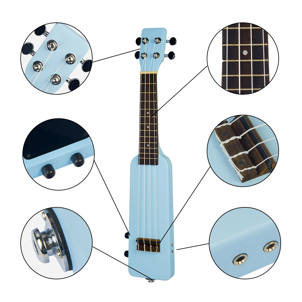 Наоми 21 &quotOkoume Электрический Укулеле укулеле Uke Kit W/Gig Bag 3 5 мм аудио кабель тихий