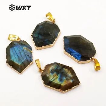 

WT-P1388 WKT Wholesale natural stone pendant excellent labradorite shield shape pendant for women necklace making new design