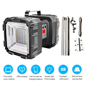 

Portable Outdoor Emergency Light for Carp Fishing USB Rechargeable Bright Double Heads Flashlight Searchlight