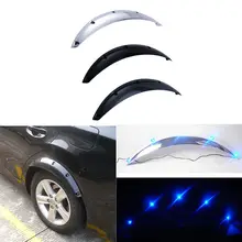 2 Pcs Car Fender Flares Arch Wheel Eyebrow Protector Sticker with Blue LED Light