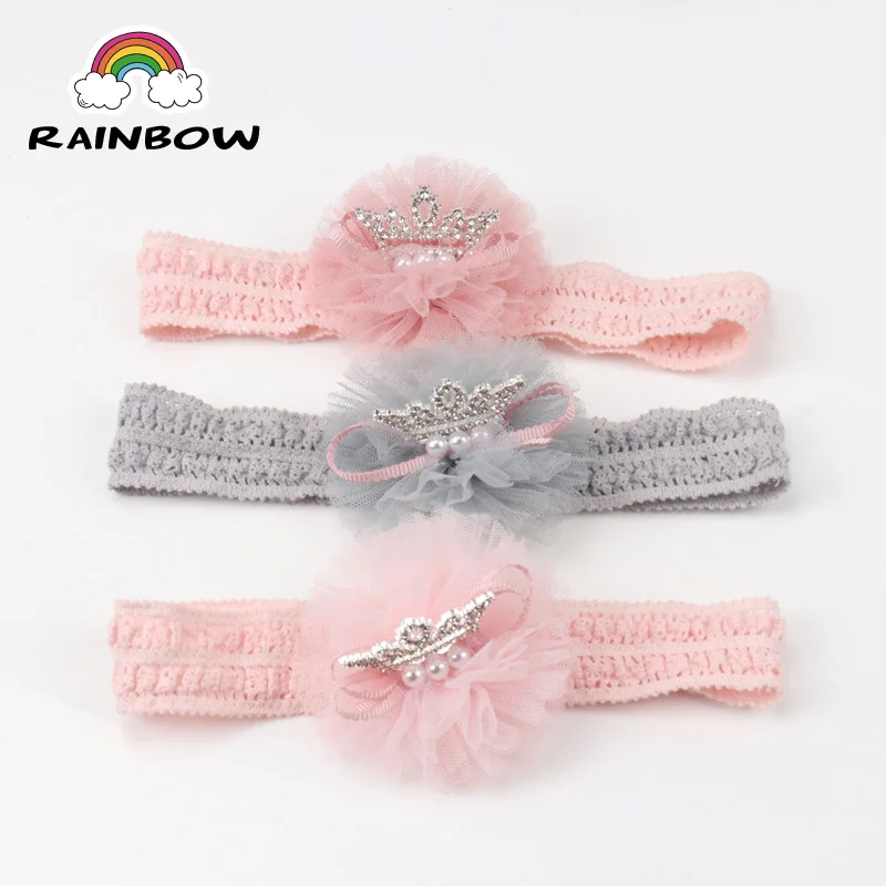 

1pcs Fashion Pearl Crown Sand Flower Bowknot Hairbands Infants Headband Children Girls Headband Handmade Headwear Accessories