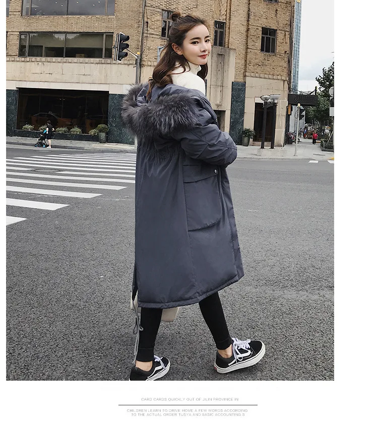 Big collar fur down parka women jacket pocket female thickening coat winter coat women down parka goose 8809