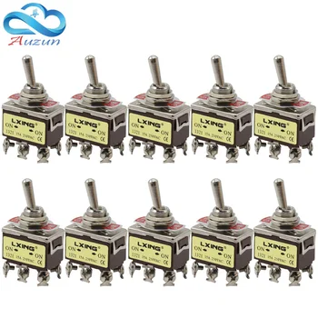 

10pce button switch E-TEN1321 swivel rocker arm toggle switch 6 feet 2 double knife switch aperture 12MM silver contacts