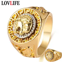 Винтажное очаровательное Золотое классическое кольцо в стиле панк-рок, хип-хоп, кольца на палец для мужчин, Крутое мужское кольцо с головой льва и животным, модное ювелирное изделие для рук