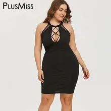 Plusmiss плюс Размеры 5xl Холтер пикантная обувь для ночного клуба Одежда Платья для вечеринок Лето 2018 Кружево до спинки Bodycon Mini короткое платье; большой Размеры