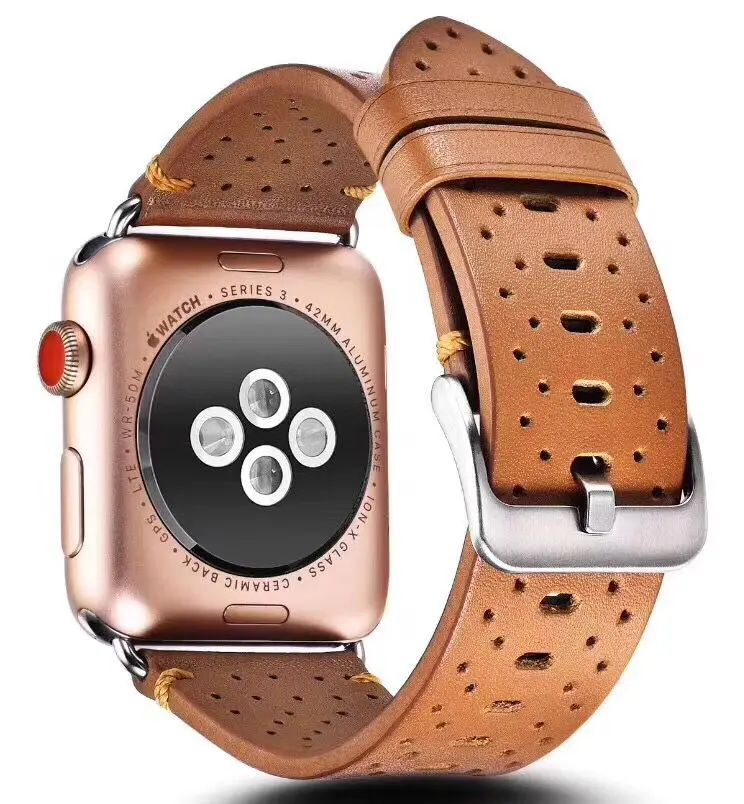 

real Leather bracelet Band For Apple Watch band geunine leather loop straps 38mm 42MM 40mm 44mm for iWatch Series 4/3/2/1