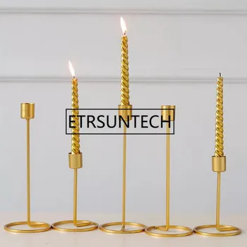 

European Style Candle Holder Gold Single Head Iron 3D Geometric Candlestick Romantic Table Decor Creative Home Wedding Decor