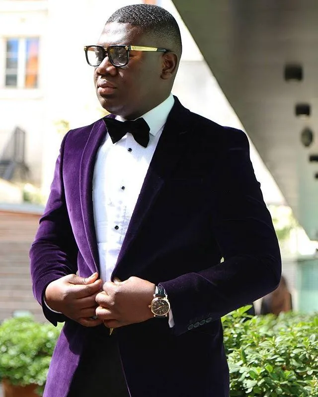 

High Quality Velveteen Groomsmen Shawl Lapel Groom Tuxedos Men Suits Wedding/Prom Best Man Blazer ( Jacket+Pants+Tie) A48