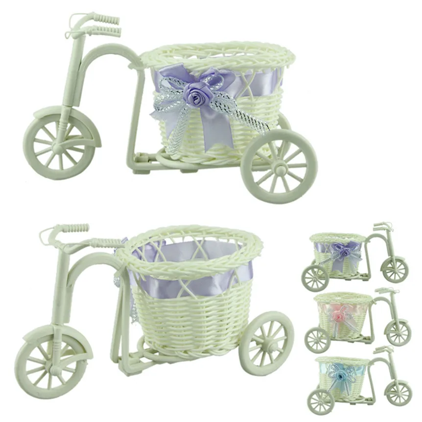 

Happy Sale big wheel round basket rattan floats flower vase flowerpots containers small flower bike/flower