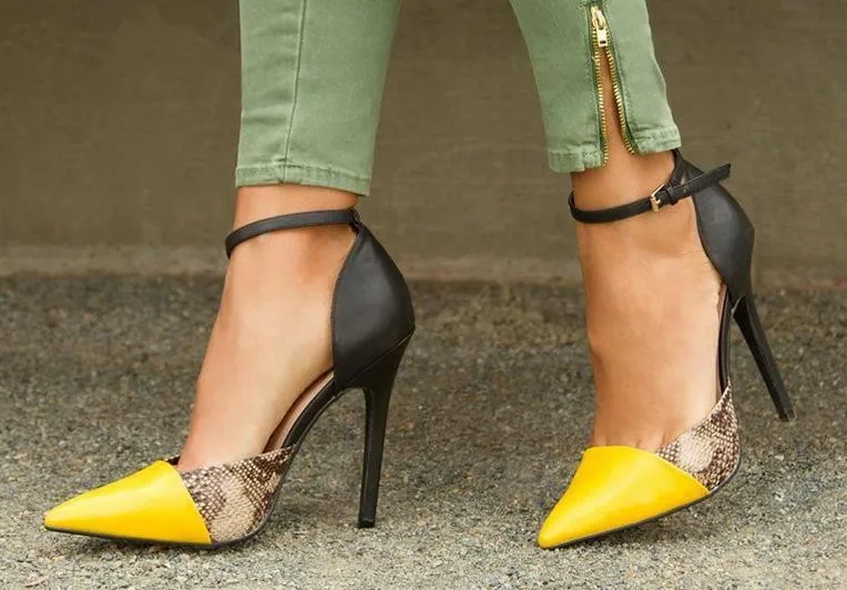 Hot Sale Sexy Snakeskin Covey Heels Shoes Woman Mixed Color Buckle Strap Pumps Pointed Toe High Heels Dress Shoes Party Shoes Hot Sale Sexy Snakeskin Covey Heels Shoes Woman Mixed Color Buckle Strap Pumps Pointed Toe High Heels Dress Shoes Party Shoes