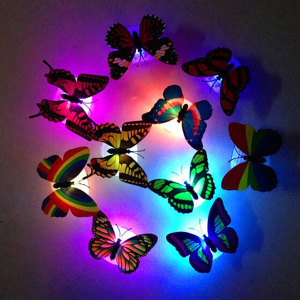 

1pcs Color light Butterfly Wall Stickers easy installation night light Home living kid room Fridage bedroom decor