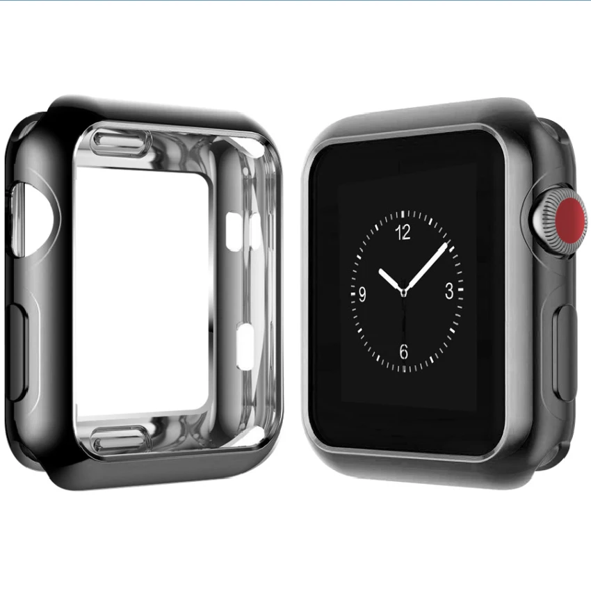 

High Quality For Apple Watch Series 1/2/3 38mm 42mm Plated TPU Soft Case Bumper Protective Frame Shell Cover Watch Accessories