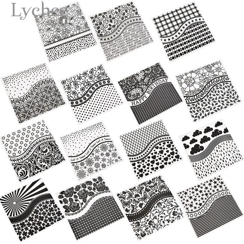 

Lychee Flower Star Letter Butterfly Pattern Plastic Embossing Folder Clear Stamps DIY Tools for Scrapbooking Cards Making