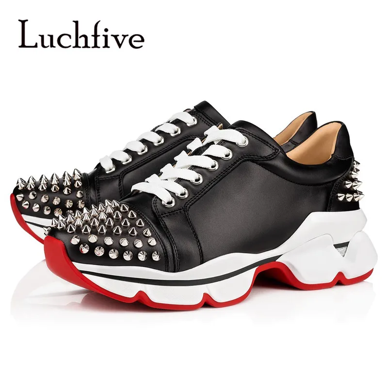 

2019 Hot Selling Men Spike Sneakers Height Increasing Platform Thick Sole Casual Shoes Leather Loafers