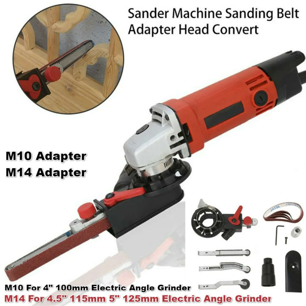 

Sander Machine Sanding Belt Adapter Head Convert M10/M14 With Polishing Sanding Belt Grit Paper For 4"-5" Electric Angle Grinder