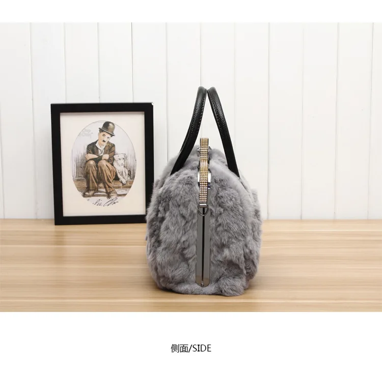 Bolsa de couro genuíno 100% pele coelho