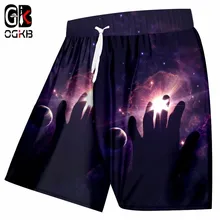 OGKB, летние мужские шорты, черные, с крутым принтом, туманность, звезда, 3D, пляжные шорты, для мужчин, хип-хоп, быстросохнущие, водонепроницаемые, боксеры и брюки