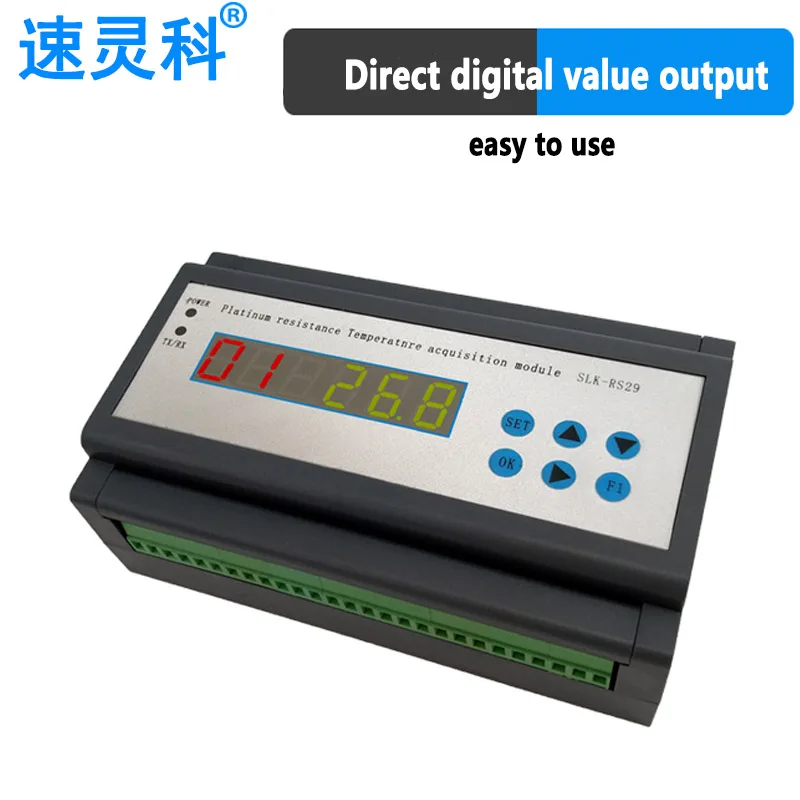 

RS29 16 channel RTD/K thermocouple temperature acquisition transmitter PT100 to RS485 communication thermocouple k type sensor